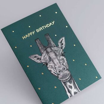 Carte d’anniversaire de luxe - Girafe // Cartes d’animaux en feuille d’or //Cartes respectueuses de l’environnement // Cartes d’art de la faune 2