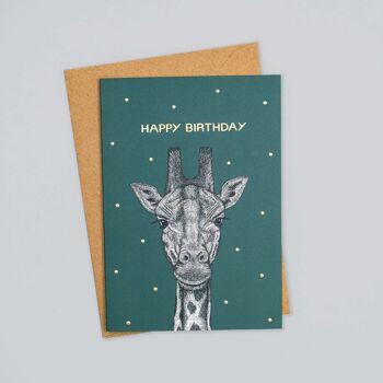 Carte d’anniversaire de luxe - Girafe // Cartes d’animaux en feuille d’or //Cartes respectueuses de l’environnement // Cartes d’art de la faune 3