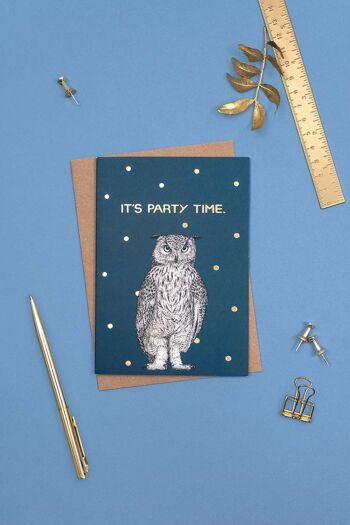Carte d’anniversaire de luxe - Funny Owl // Cartes d’animaux en feuille d’or //Cartes respectueuses de l’environnement // Cartes d’art de la faune 1