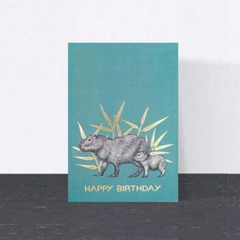 Carte d’anniversaire de luxe - Capybara // Cartes d’animaux en feuille d’or //Cartes respectueuses de l’environnement // Cartes d’art de la faune 1