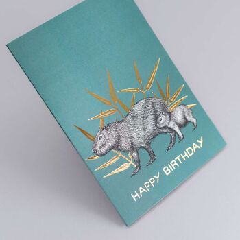 Carte d’anniversaire de luxe - Capybara // Cartes d’animaux en feuille d’or //Cartes respectueuses de l’environnement // Cartes d’art de la faune 2