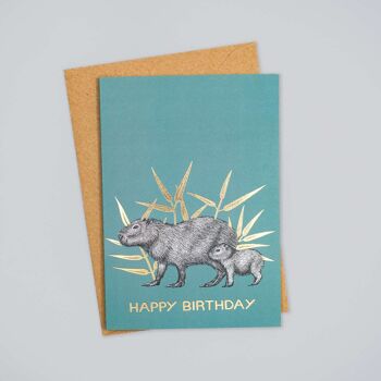 Carte d’anniversaire de luxe - Capybara // Cartes d’animaux en feuille d’or //Cartes respectueuses de l’environnement // Cartes d’art de la faune 3