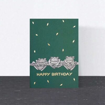 Luxury Birthday Card - Tree Frogs // Gold Foil Animal Cards //Eco-friendly Cards // Wildlife Art Cards