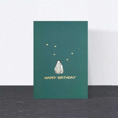 Tarjeta de cumpleaños de lujo - Pingüino // Tarjetas de animales de lámina dorada //Tarjetas ecológicas // Tarjetas de arte de vida silvestre
