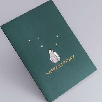 Carte d’anniversaire de luxe - Pingouin // Cartes d’animaux en feuille d’or //Cartes respectueuses de l’environnement // Cartes d’art de la faune 2