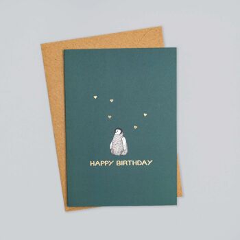 Carte d’anniversaire de luxe - Pingouin // Cartes d’animaux en feuille d’or //Cartes respectueuses de l’environnement // Cartes d’art de la faune 3