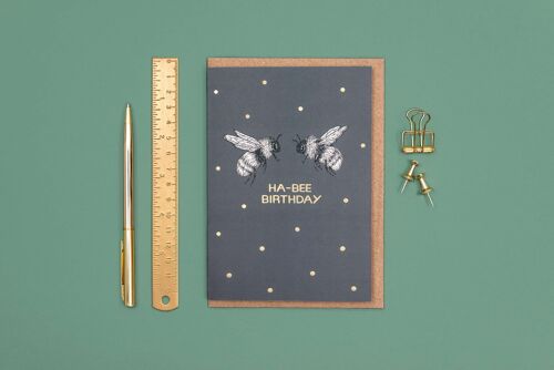 Luxury Birthday Card - Bumblebees // Gold Foil Animal Cards //Eco-friendly Cards // Wildlife Art Cards