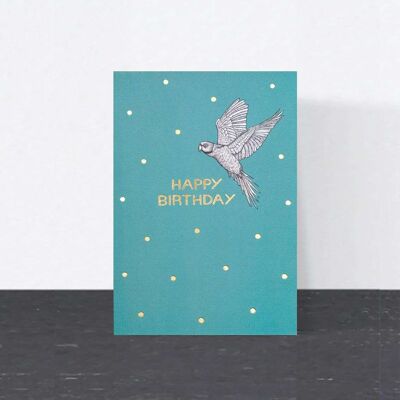 Luxury Birthday Card - Parakeet // Gold Foil Animal Cards //Eco-friendly Cards // Wildlife Art Cards