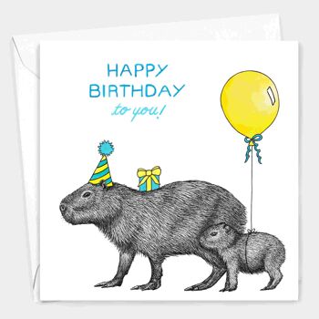 Carte d’anniversaire animale - Capybara // Cartes écologiques // Cartes d’art de la faune 2