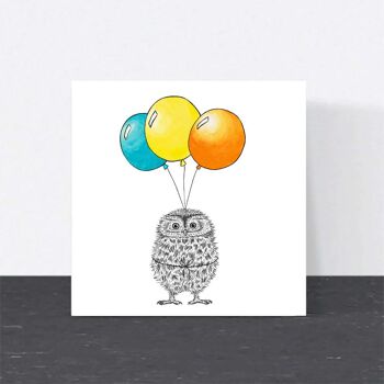 Carte d’anniversaire animal - Mignon petit hibou // Cartes écologiques // Cartes d’art de la faune 1