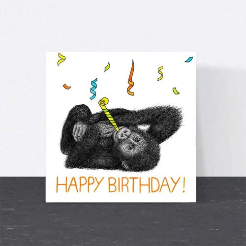 Animal Birthday Card - Baby Gorilla // Eco-friendly Cards // Wildlife Art Cards