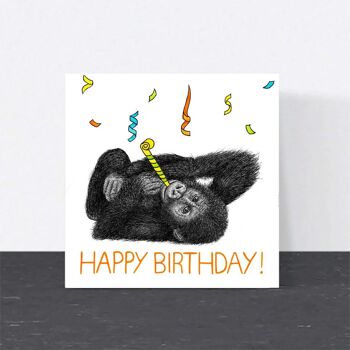 Carte d’anniversaire animal - Baby Gorilla // Cartes écologiques // Cartes d’art de la faune 1