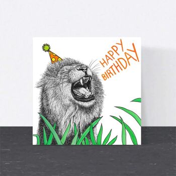 Carte d’anniversaire animale - Lion // Cartes écologiques // Cartes d’art de la faune 1