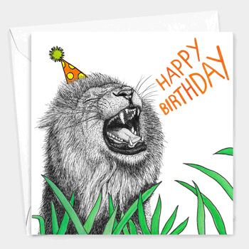 Carte d’anniversaire animale - Lion // Cartes écologiques // Cartes d’art de la faune 2