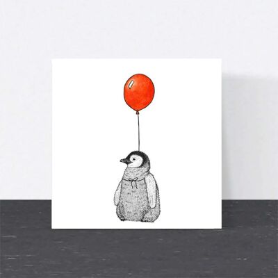 Carte d’anniversaire animal - Pingouin mignon // Cartes écologiques // Cartes d’art de la faune