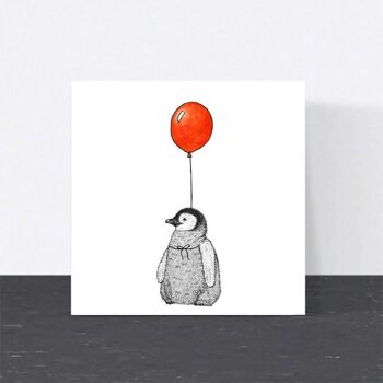 Carte d’anniversaire animal - Pingouin mignon // Cartes écologiques // Cartes d’art de la faune 1