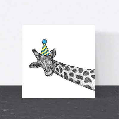 Tier-Geburtstagskarte – Party-Giraffe // Umweltfreundliche Karten // Wildtier-Kunstkarten