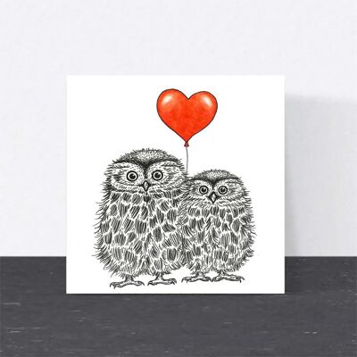 Animal Love Card - Love Owls // Eco-friendly Cards // Wildlife Art Cards