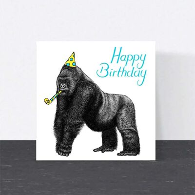 Tarjeta de cumpleaños de animales - Gorila de espalda plateada // Tarjetas ecológicas // Tarjetas de arte de vida silvestre