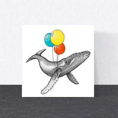 Tarjeta de cumpleaños de animales - Ballena // Tarjetas ecológicas // Tarjetas de arte de vida silvestre