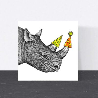 Carte d’anniversaire animale - Rhino // Cartes écologiques // Cartes d’art de la faune