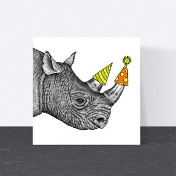 Carte d’anniversaire animale - Rhino // Cartes écologiques // Cartes d’art de la faune 1