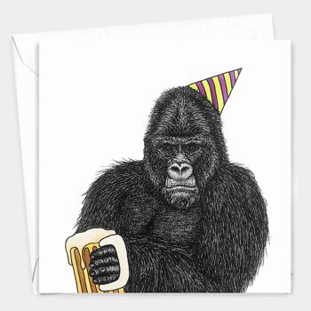 Carte d’anniversaire animal - Funny Grumpy Gorilla // Cartes écologiques // Cartes d’art de la faune 2