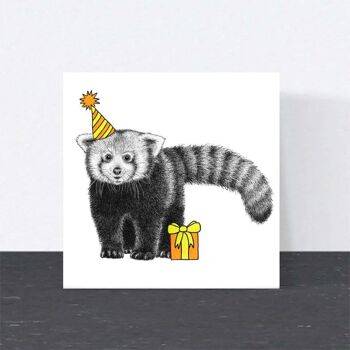 Carte d’anniversaire animale - Panda rouge // Cartes écologiques // Cartes d’art de la faune 1