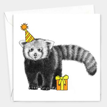 Carte d’anniversaire animale - Panda rouge // Cartes écologiques // Cartes d’art de la faune 2