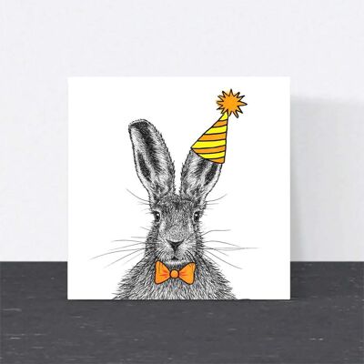 Tarjeta de cumpleaños de animales - Liebre // Tarjetas ecológicas // Tarjetas de arte de vida silvestre británicas