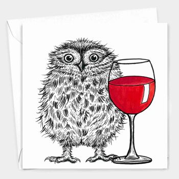 Carte d’anniversaire animal - Little Owl Wine // Cartes écologiques // Cartes d’art de la faune 2