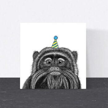 Carte d’anniversaire animale - Emporor Tamarin Monkey // Cartes écologiques // Cartes d’art de la faune 1