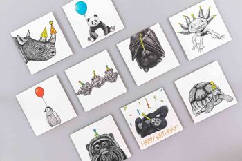 Carte d’anniversaire animale - Emporor Tamarin Monkey // Cartes écologiques // Cartes d’art de la faune 4