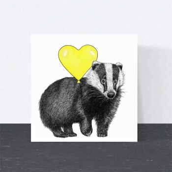 Carte d’anniversaire animale - Badger // Cartes écologiques // Cartes d’art de la faune britannique 1