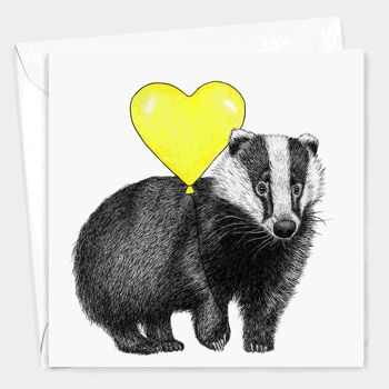 Carte d’anniversaire animale - Badger // Cartes écologiques // Cartes d’art de la faune britannique 2