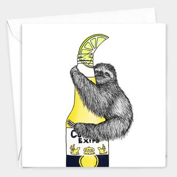 Carte d’anniversaire animale - Sloth Beer // Cartes écologiques // Cartes d’art de la faune 2