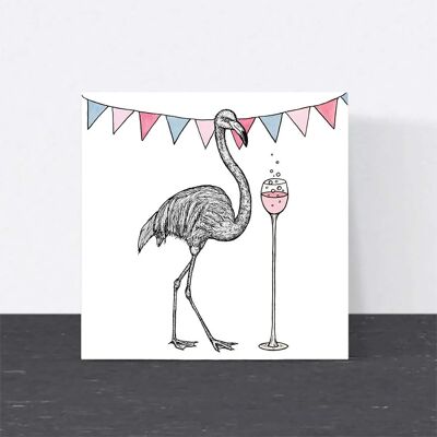 Animal Celebration Card - Flamingo Wine // Eco-friendly Cards // Wildlife Art Cards