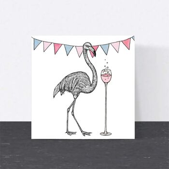 Carte de célébration des animaux - Flamingo Wine // Cartes écologiques // Cartes d’art de la faune 1