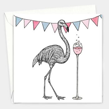 Carte de célébration des animaux - Flamingo Wine // Cartes écologiques // Cartes d’art de la faune 2