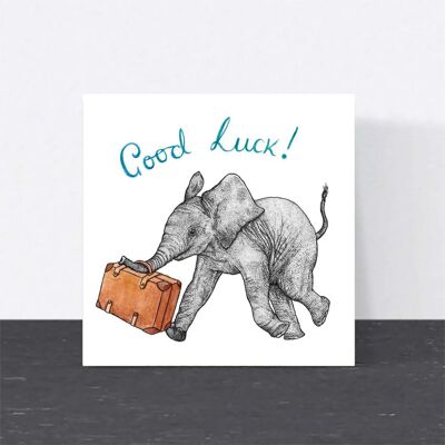 Animal Good Luck Card - Elephant // Eco-friendly Cards // Wildlife Art Cards