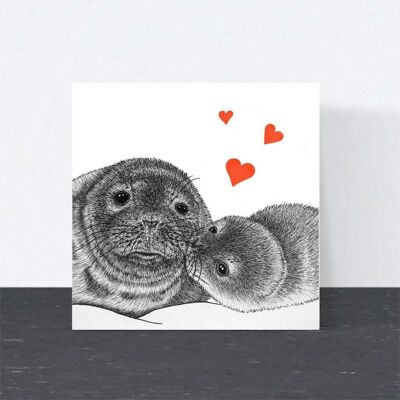 Animal Mother's Day Card - Grey Seals // Eco-friendly Cards // Wildlife Art Cards
