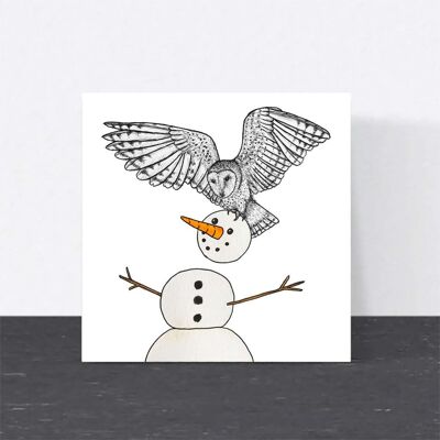 Biglietto di Natale con animali - Barbagianni // Cartoline di Natale ecologiche // Cartoline con arte della fauna selvatica