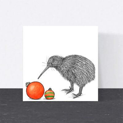 Cartolina di Natale con animali - Kiwi Bird // Cartoline di Natale ecologiche // Cartoline con arte della fauna selvatica