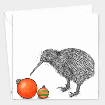 Carte de Noël animale - Kiwi Bird // Cartes de Noël respectueuses de l’environnement // Cartes d’art de la faune 2