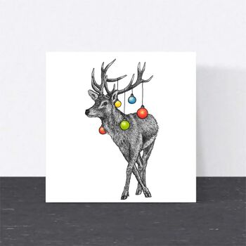 Carte de Noël animale - Red Deer // Cartes de Noël respectueuses de l’environnement // Cartes d’art de la faune 1