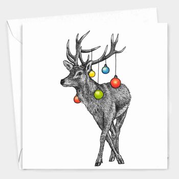 Carte de Noël animale - Red Deer // Cartes de Noël respectueuses de l’environnement // Cartes d’art de la faune 2