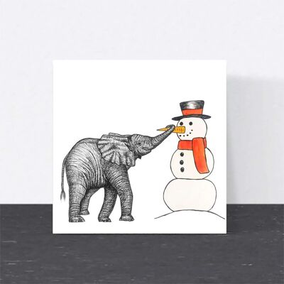 Tarjeta de Navidad de animales - Elefante // Tarjetas de Navidad ecológicas // Tarjetas de arte de vida silvestre