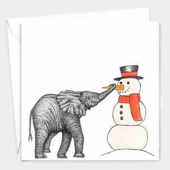 Carte de Noël animale - Éléphant // Cartes de Noël respectueuses de l’environnement // Cartes d’art animalier 2