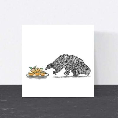 Carte de Noël animale - Pangolin // Cartes de Noël respectueuses de l'environnement // Cartes d'art de la faune