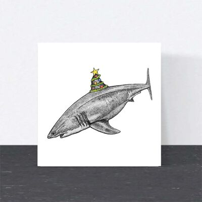 Tier-Weihnachtskarte – Hai // Umweltfreundliche Weihnachtskarten // Wildtier-Kunstkarten